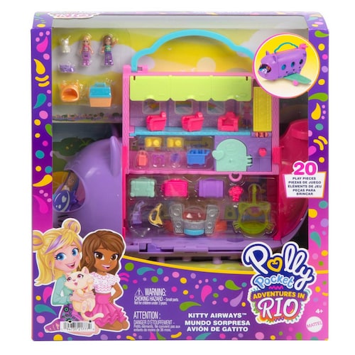 Polly Pocket Set de Juego Avión de Gatito Micro Mattel