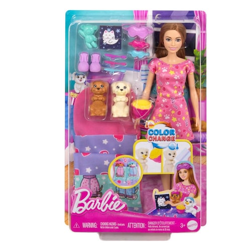 Barbie Set de Juego Fiesta de Pijamas con Perritos Mattel
