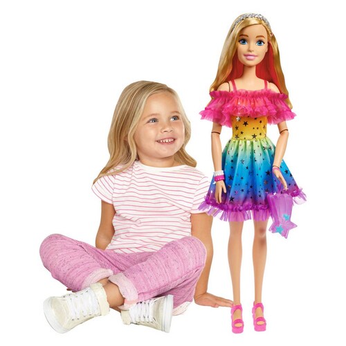 Barbie Large Dolls Muñeca Arcoíris Cabello Rubio 71 Cm Mattel