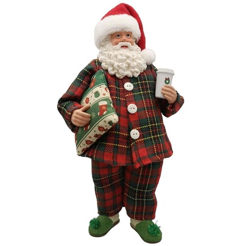 Santa Decorativo con Pijama Cuadros Plastico Poliester Santini