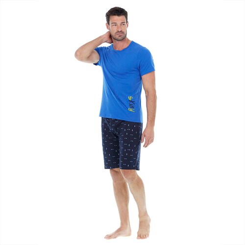 Pijama con Short Diseño Combinado para Hombre Skiny