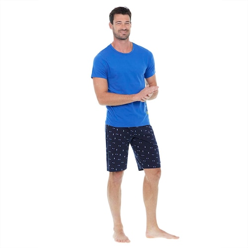 Pijama con Short Diseño Combinado para Hombre Skiny