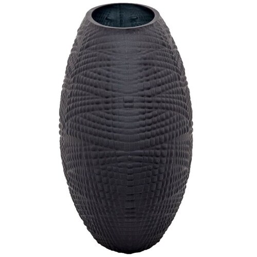 Jarrón de Vidrio Texturizado Negro 25 Cm Sagerbook