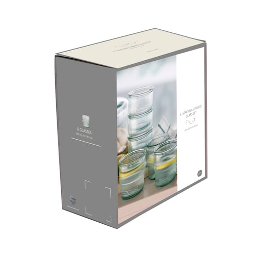 Set Vasos Ribbed Apilables Vidrio San Miguel