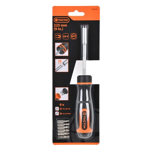 Desarmador con 6 Puntas Intercambiables Tactix
