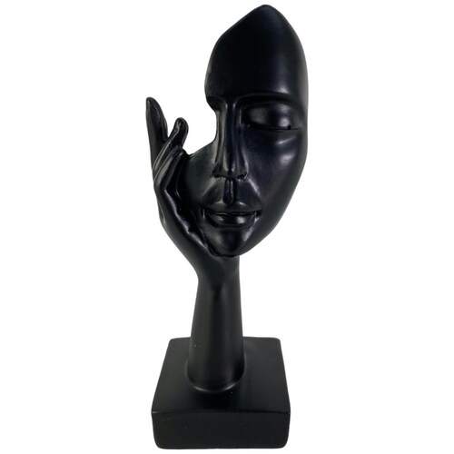 Figura Mascara Mano Poliresina Negro 6X5.5X16.5Cm Concepts