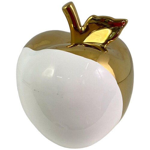 Figura Manzana Dorada Blanco Cerámica 15X15X18Cm Concepts