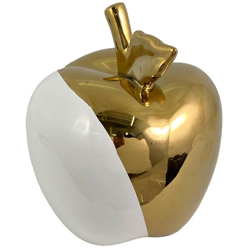 Figura Manzana Dorada Blanco Cerámica 15X15X18Cm Concepts