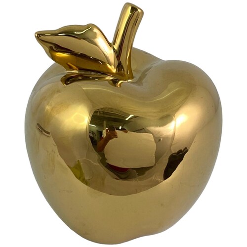 Figura Manzana Dorada Blanco Cerámica 15X15X18Cm Concepts