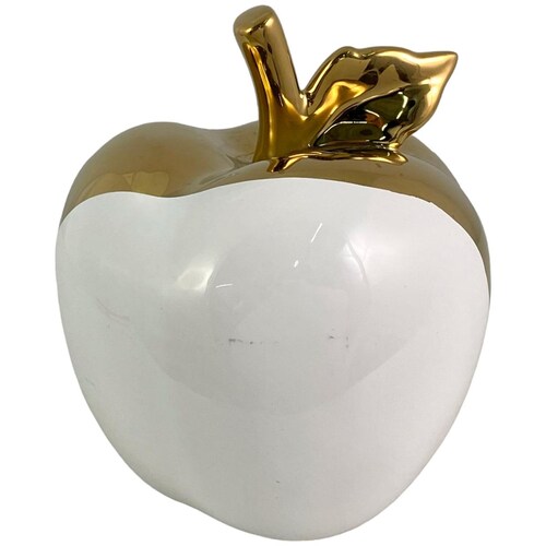 Figura Manzana Dorada Blanco Cerámica 15X15X18Cm Concepts