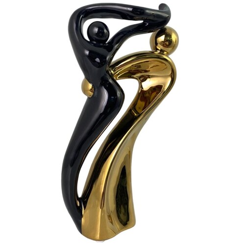 Figura Pareja Negro Dorado Cerámica 21X9.5X40Cm Concepts