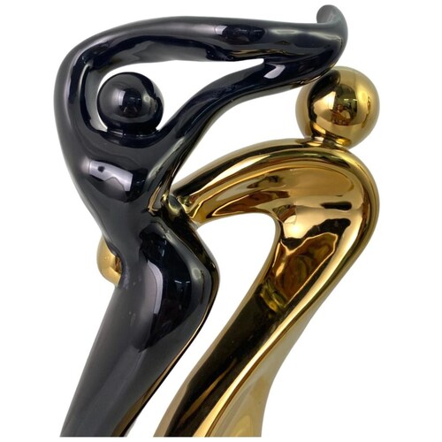 Figura Pareja Negro Dorado Cerámica 21X9.5X40Cm Concepts