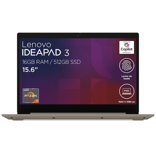 Laptop Lenovo 15.6" Ideapad 3 Amd Ryzen 7 16Gb Ram 512Gb