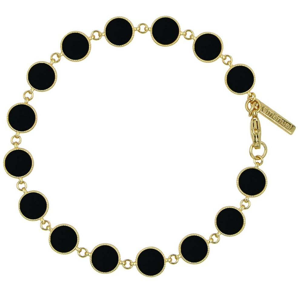 Pulsera en Dorado con Piedra Natural Ágata Y Bisel Especial de Carretilla Emanuel Ungaro