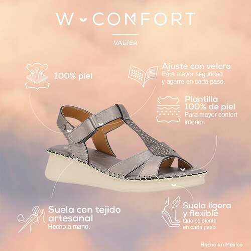 Sandalias Suela con Detalle Tejido a Mano para Mujer W Confort