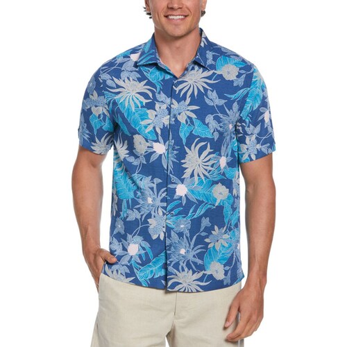 Camisa Cubavera Estampado de Hojas para Hombre