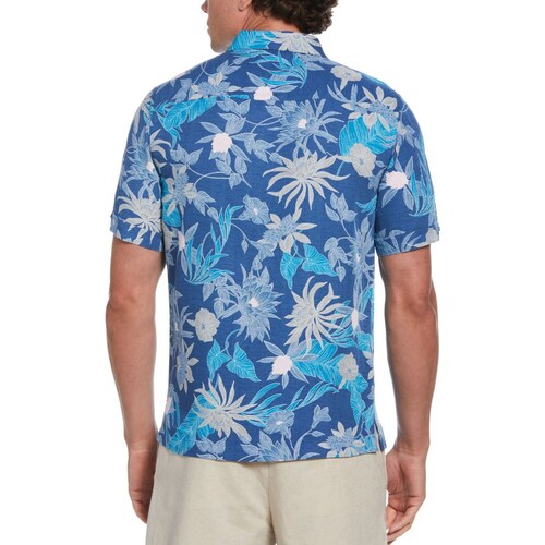 Camisa Cubavera Estampado de Hojas para Hombre