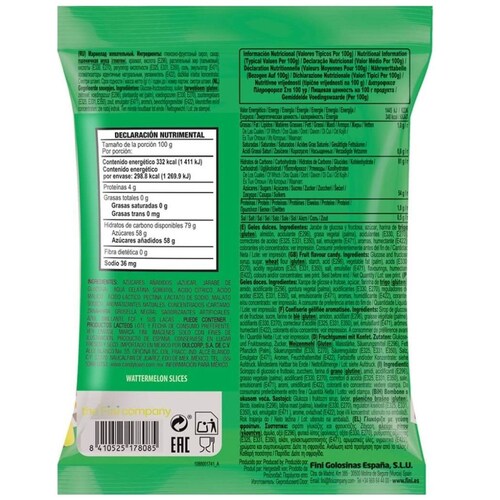 Watermelon Bubble Gum 90 G  Dulces Fini