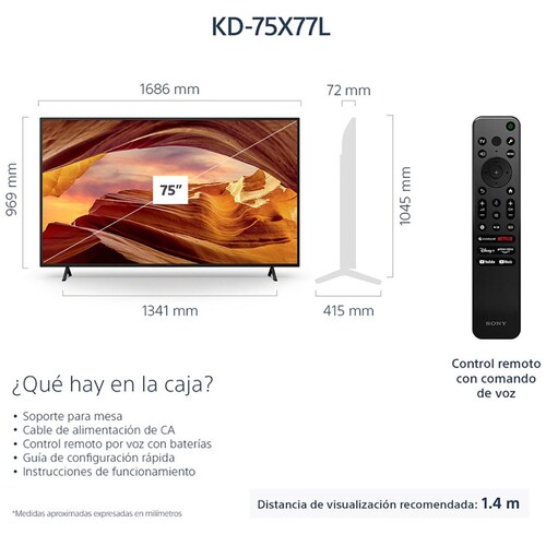 Pantalla Sony 75 Pulgadas 4K Google Tv Kd-75X77L