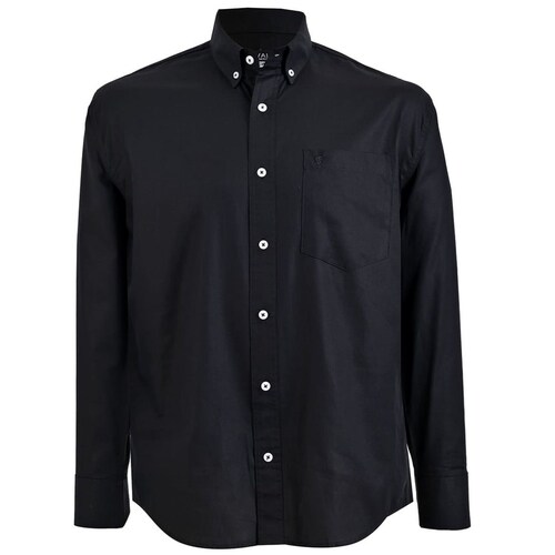 Camisa Negra de Diseño Liso para Hombre Cavalatti