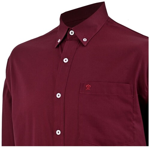 Camisa Vino de Diseño Liso para Hombre Cavalatti