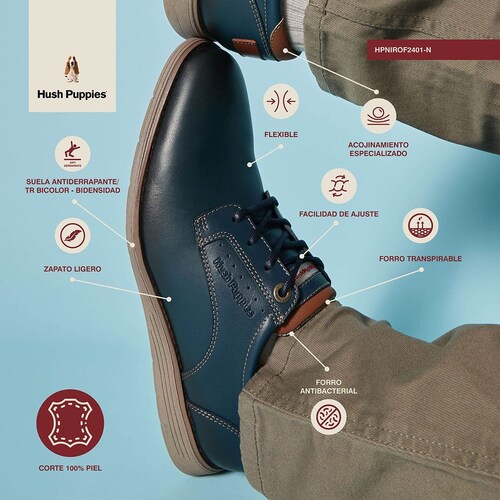 Zapato Choclo en Piel Diseño Liso para Hombre Hush Puppies