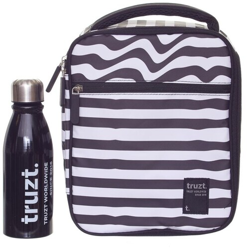 Lonchera con Botella Truzt Negro Blanco Ruz