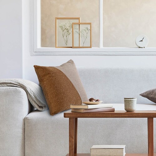 Home Nature Cojín Mostaza Hueso 50X50