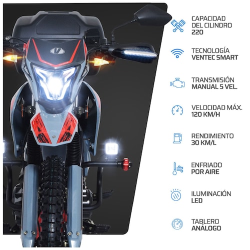 Motocicleta Vento Crossmax 220Cc Gris 2025