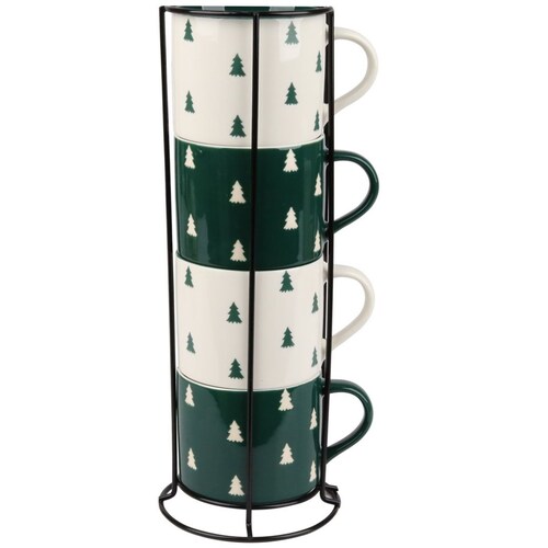 Set Tazas 4 Piezas  Soporte Metal Home & Details