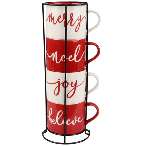 Set Tazas 4 Piezas  Soporte Metal Home & Details