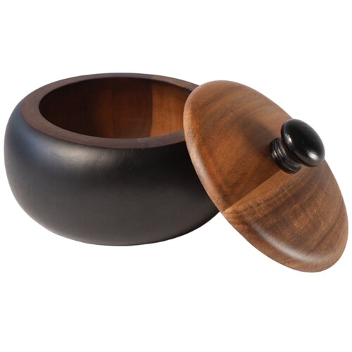 Home Nature Recipiente Mediano de Madera con Tapa 10.5*16.5*16.5 Cm