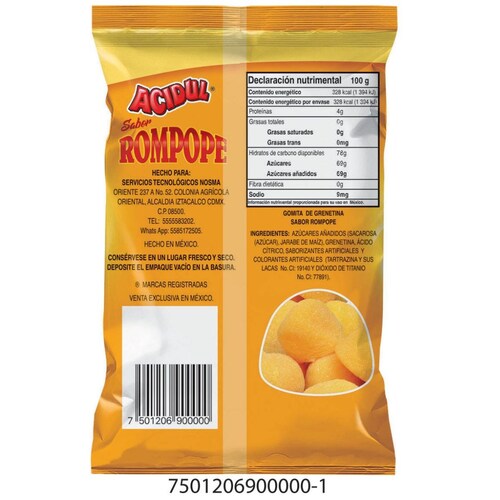 Gomita Rompope Acidulce 100 G Argo S