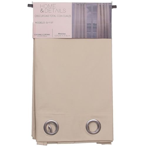 Cortina 2 Páneles Arll Black Out 1.25X2.10 Beig 230G Home & Details