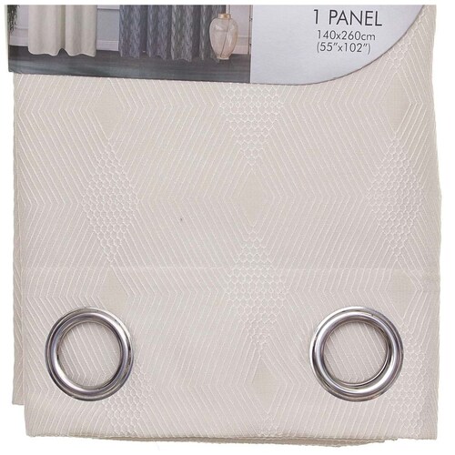 Cortina 1 Panel Opaca Crema Textura Rombos 140X260 Home Living