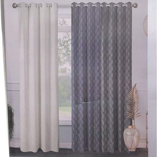 Cortina 1 Panel Opaca Crema Textura Rombos 140X260 Home Living