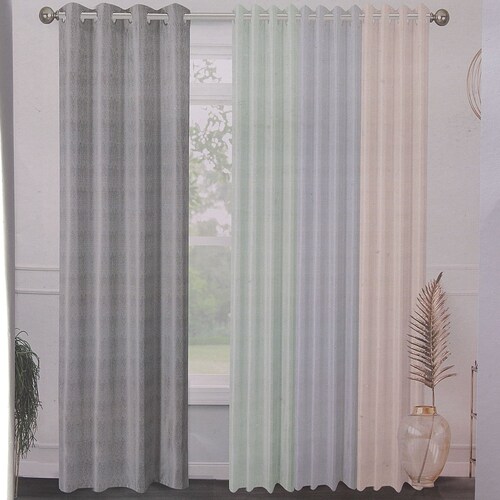 Cortina 1 Panel Menta Textura Triangulo 140X260 Home Living