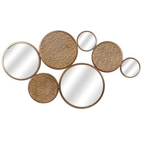 Decoración de Pared Espejos Círculos Craquelados Lámina de Oro Mideko