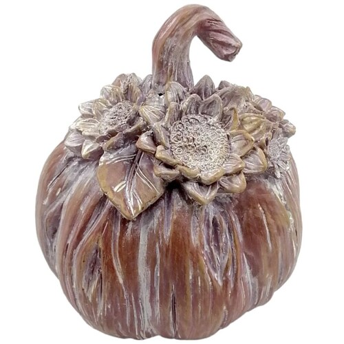 Calabaza de Resina Tallada Color Naranja Vintage Home