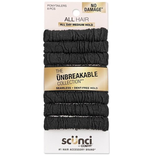 Ligas Unbreakable Negras Scunci 8 Pzas