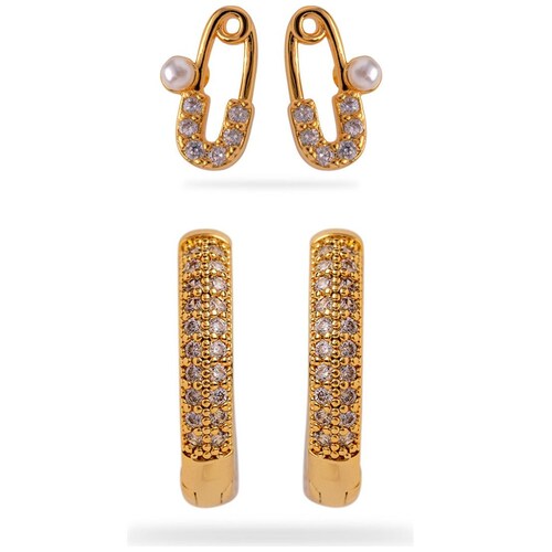 Set de Aretes de Seguro Y Arracadas con Zcs  para Mujer Girondela