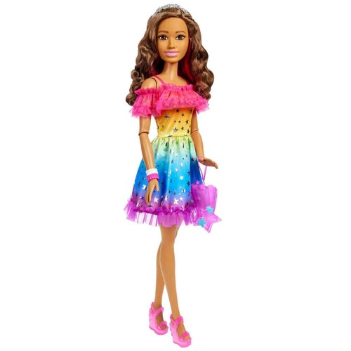 Muñeca Barbie Arcoíris Cabello Castaño Largo Mattel