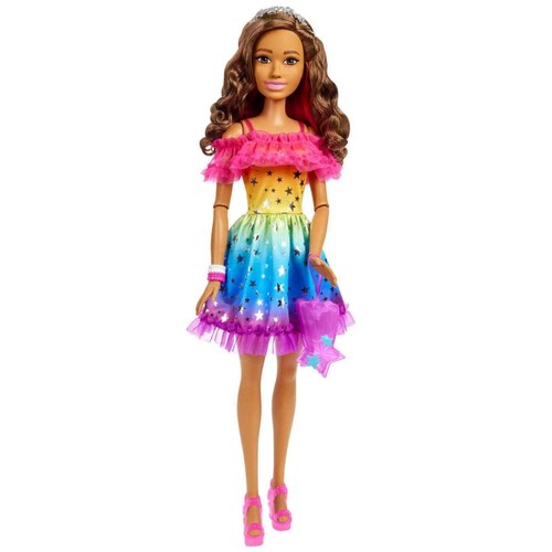 Muñeca Barbie Arcoíris Cabello Castaño Largo Mattel
