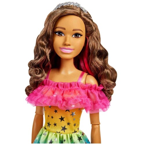 Muñeca Barbie Arcoíris Cabello Castaño Largo Mattel