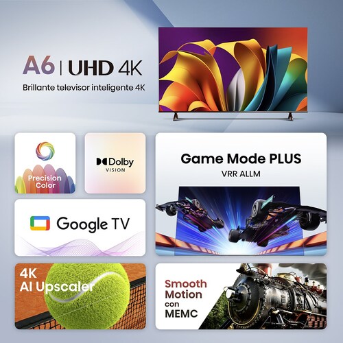 Pantalla Hisense 65 Pulgadas Google Tv 4K 65A6N + Mueble + Cable Hdmi