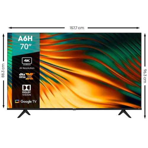 Pantalla Hisense 70 Pulgadas Google Tv 4K 70A6H