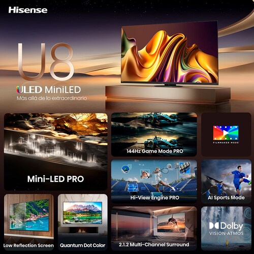 Pantalla Hisense 55 Pulgadas Miniled 4K 55U8N