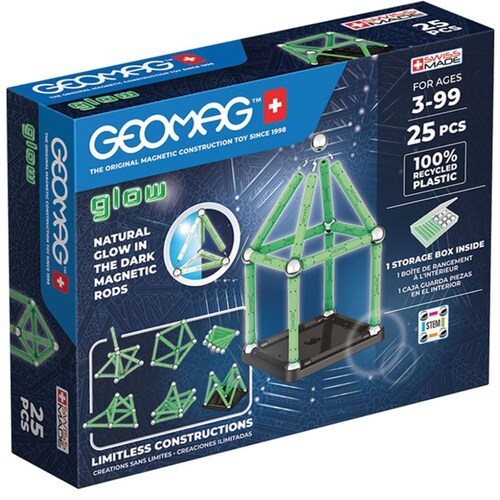 Set Juego Glow Construcción Magnética 25 Piezas Geomag