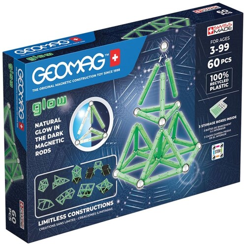 Set Juego Glow Construcción Magnética 60 Piezas Geomag