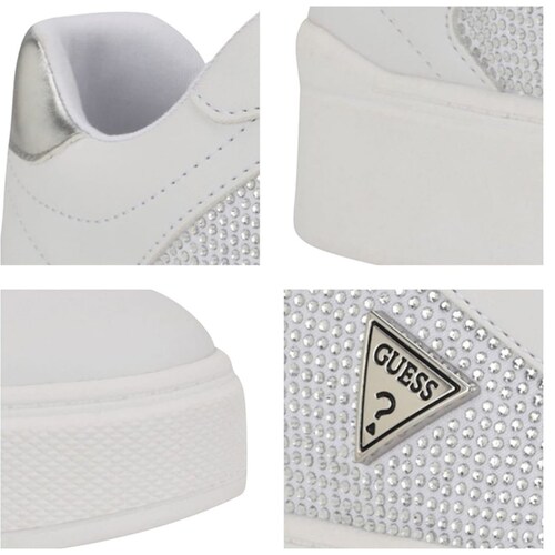 Tenis Aplicación Logo y Detalles Plateados para Mujer Guess